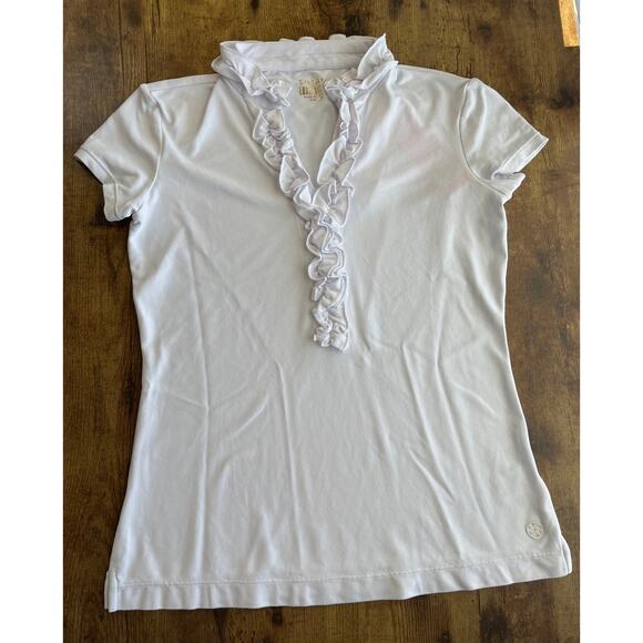 Lilly Pulitzer Tops - Lilly Pulitzer Womens White Frida Ruffle Polo UPF50+  Top